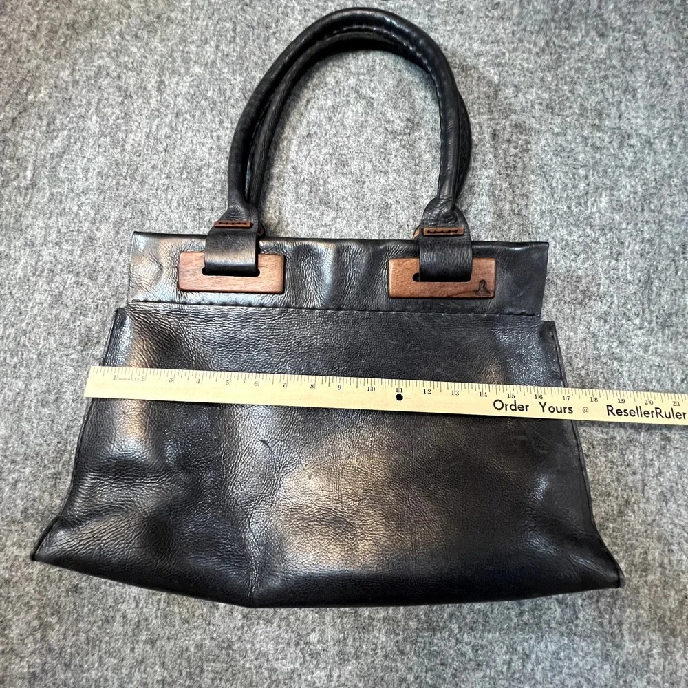 Francisco Mondet Leather and Wood Tote Bag Purse Large Designer Handmade Fashion